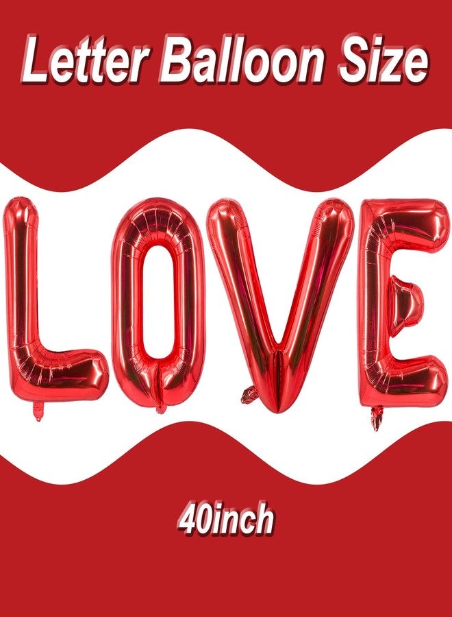 Tagberoy Red Love 40 inch LOVE Balloons, 4 Pack Foil Letter Balloons for Valentine's Day Decorations - Image 2